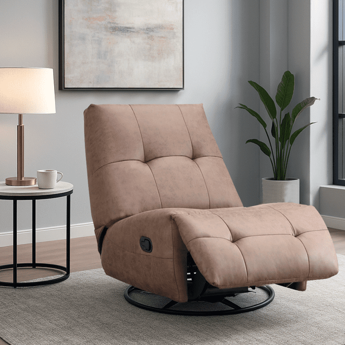 Msa Muebles Santa Ana - Bergere Reclinable Giratorio Mecedora Aries Café