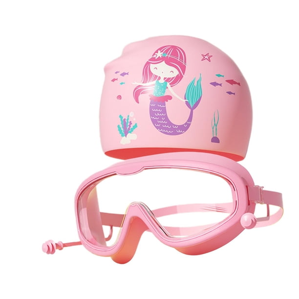 Gorro de natación, Gafas de natación para niños, portátiles, cómodas, de visión amplia, Gafas de natación antivaho, Gafas de natación para Equipos de Rosa