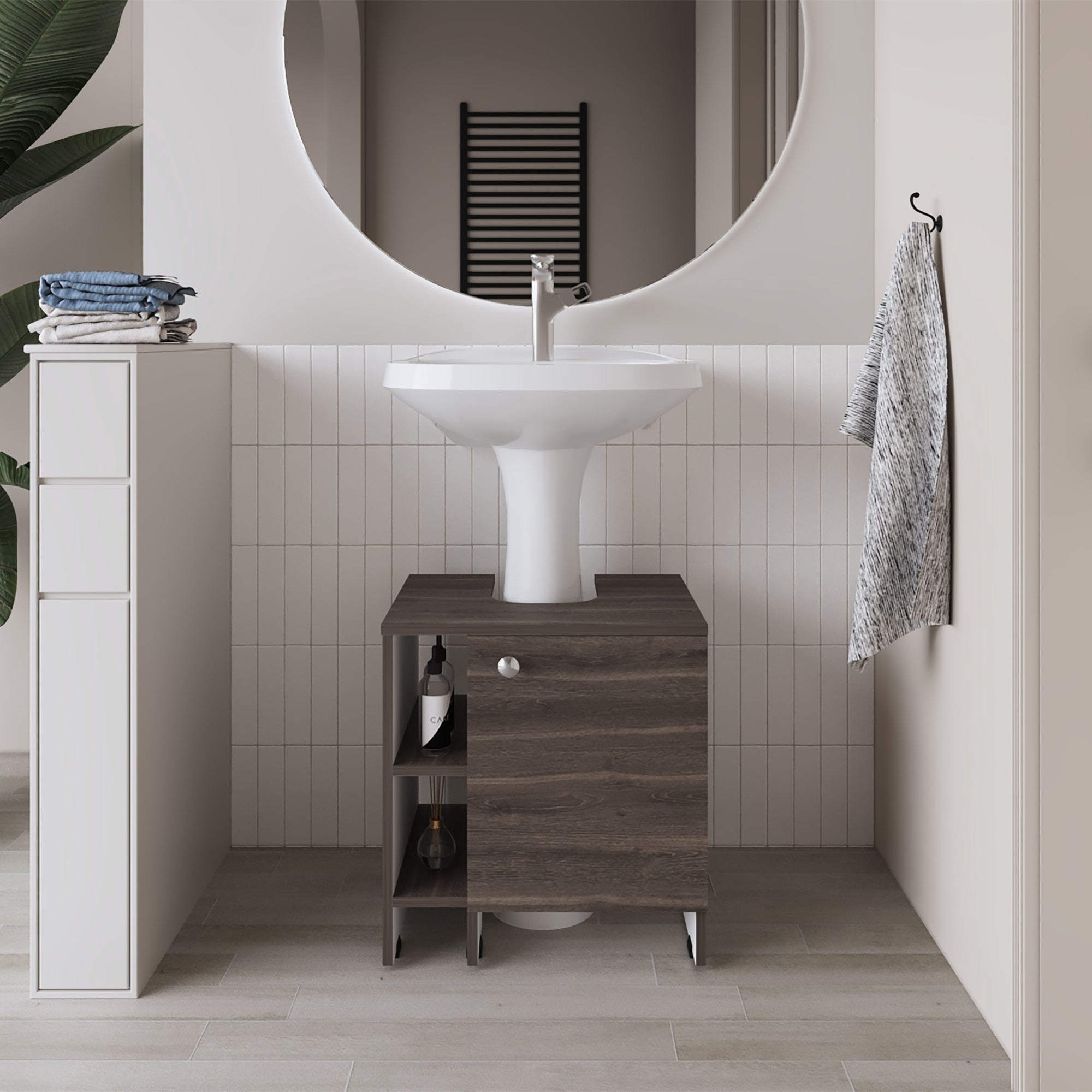 Tuhome - Mueble Para Lavamanos 1 Puerta 50,9x47x37,4 Cm Milan Y Blanco