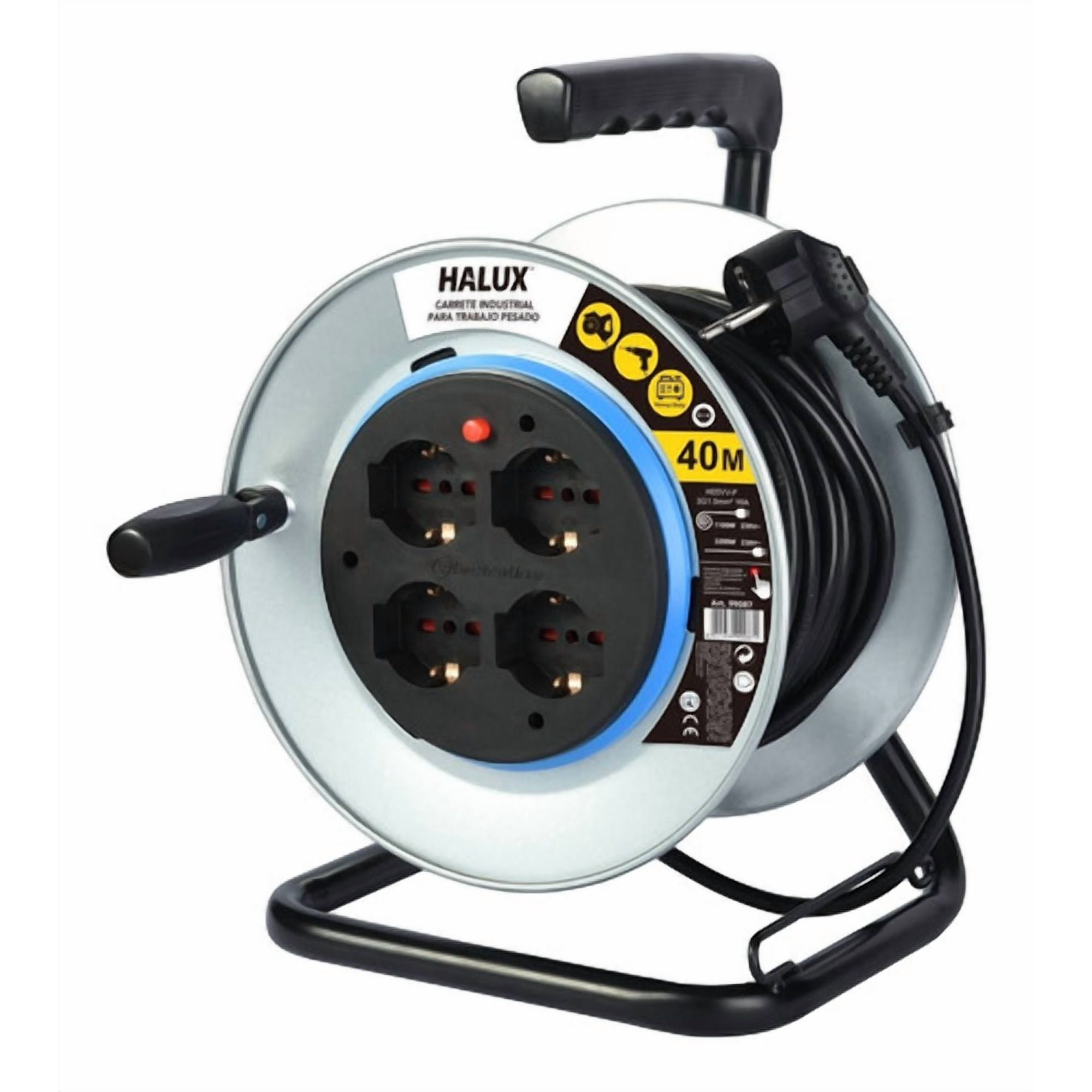 Carrete Alargador Pro 40m 16a 4 Tomas Schuko Halux