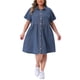 thumbnail image 1 of Agnes Orinda Conjuntos de Halloween Vestidos de Mezclilla para Mujer Tallas Grandes Estilo Babydoll Escolar Universitario con Botones, Cuello con Solapa, Mangas Cortas, Casual con Bolsillos 4X, 1 of 8