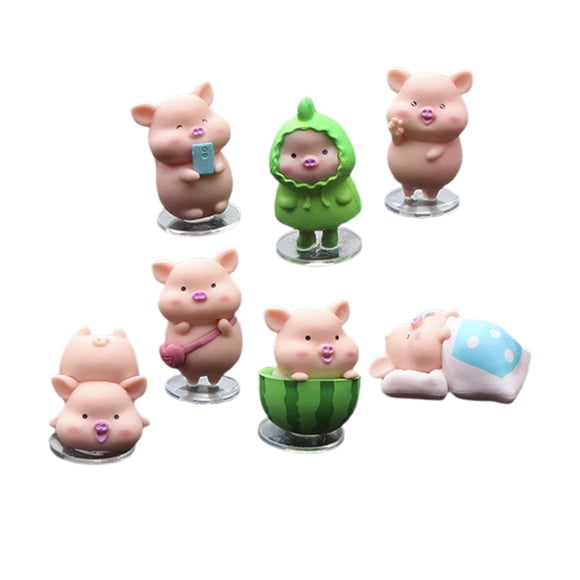 Figuras De Cerdo Para Salpicadero De Coche, Decoración Para Dormitorio, Armario De Escritorio Sin Alfombrilla, 7 Uds.