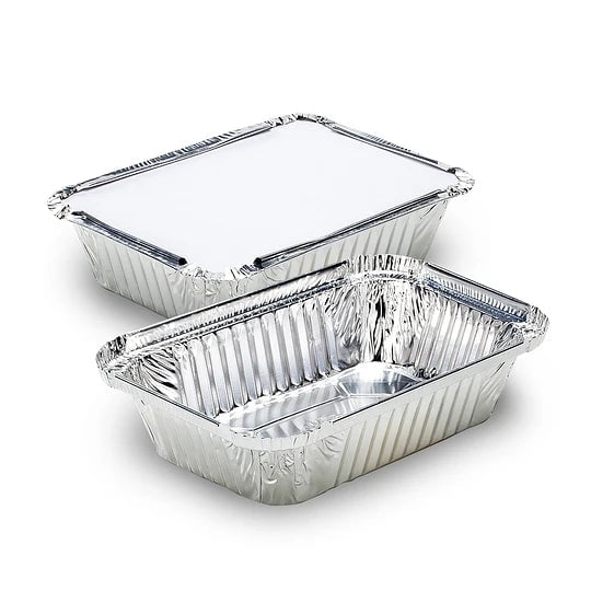Genérica - Envase De Aluminio Rectangular C18 Con Tapa 19x14x4cm Pack X20 Bandeja