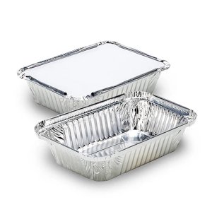Genérica - Envase De Aluminio Rectangular C18 Con Tapa 19X14X4Cm Pack X20 Bandeja
