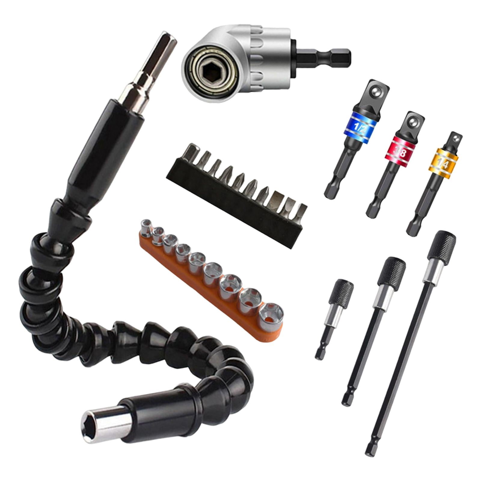 Magideal - Destornillador De Vástago Hexagonal Universal Portabrocas En Ángulo Accesorio De Herramienta De Destornillador Broca De Taladro Accesorio De Extensión , 27pcs