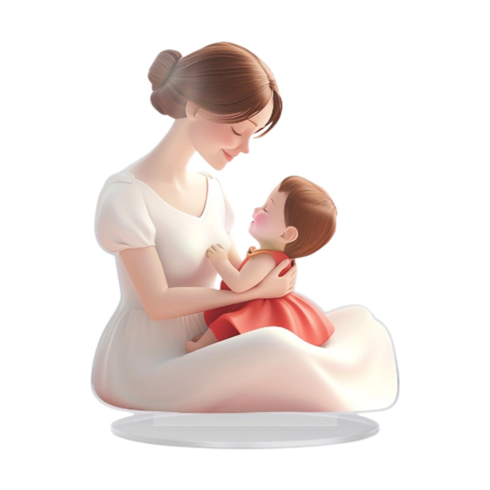 Bothyi - Placa De Escritorio Acrílica Con Decoración De Madre Sosteniendo A Su Hijo En 2D Para Estante De Mesa De Mamá Y Niña