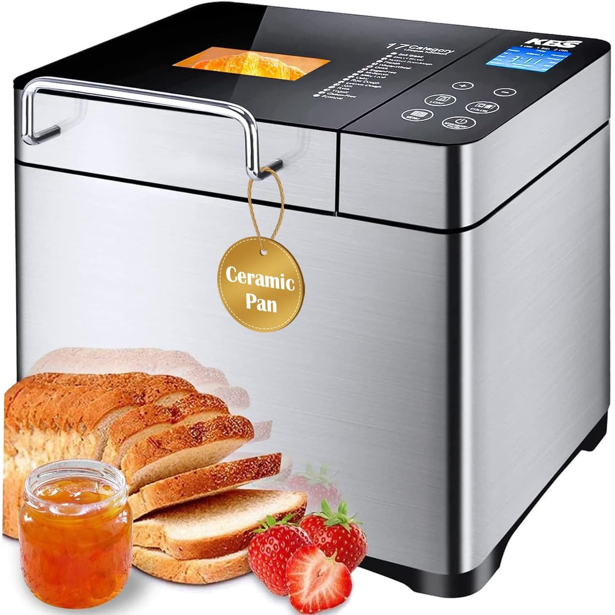 Máquina De Pan Kbs Pro Acero Inoxidable 2 Libras 17 En 1 Con Dispensador