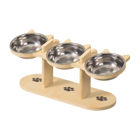 Ioensy - Comedero Elevado Y Ligero Para Gatos, Para Perros Pequeños Y Gatos, Con Soporte De Madera Para Cachorros.
