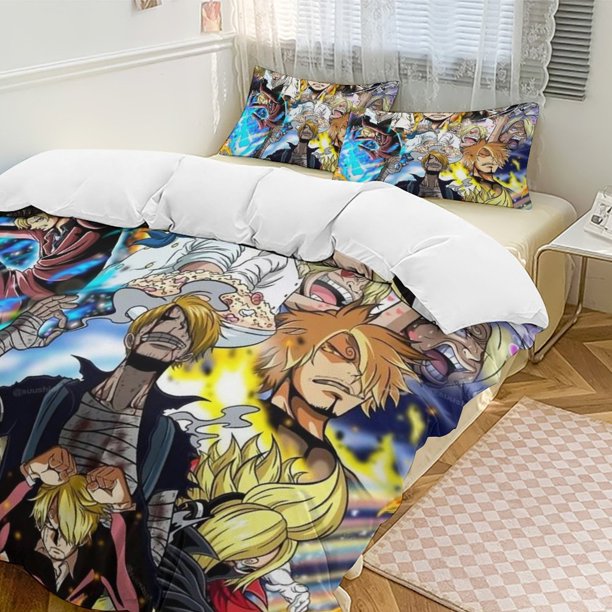 Vinsmoke Sanji Bed Duvet Cover Funny Anime Cartoon Bedding Sets Lightweight 3 Piece Comforter Sets