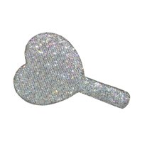 Magideal - Pequeño Espejo De Mano Para Maquillaje, Espejo Cosmético Con Asa, Espejo De Tocador, Diamantes De Imitación Decorativos, Diamantes De Imitación Para M Blanco