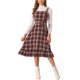thumbnail image 1 of Vestido de Cuadros INSPIRE CHIC para Mujeres con Volantes Sin Mangas Vintage con Cintura Ajustable Estilo Pichi en Línea A M Rojo Negro, 1 of 6