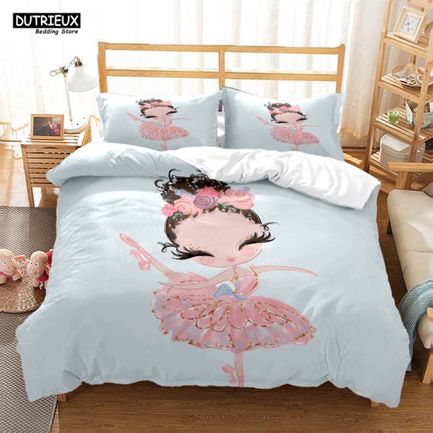 v1371 Bed Sheets Ballet Girls Minimalist Fashion Bed Three Piece Set Customizable Bedding Set Soft And Comfortable Comforter Bedding Sets 3-Piece Bedding Set (1 Duvet Cover + 2 Pillow Shams) Bed She