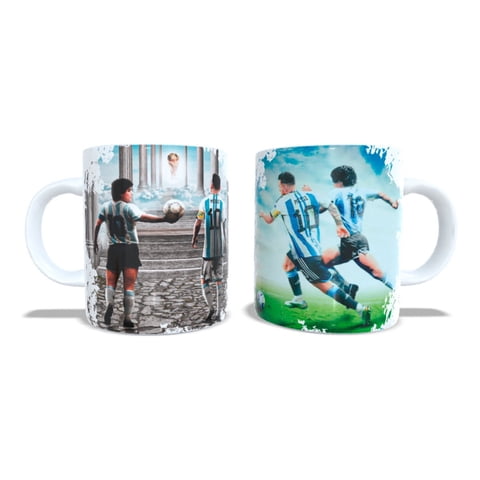 Arumistorechile - Tazon Taza + Posavaso Messi Y Maradona Legendario Regalo 2024