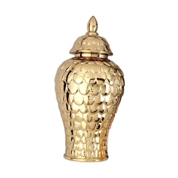 Temple Jar Con Tapa Mesa De Almacenamiento De Té Versátil Organizador De Almacenamiento De Tarro De Jengibre Dorado