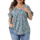thumbnail image 1 of Blusas Casuales de Verano con Mangas de Volante y Escote en V para Mujer de Talla Grande de Agnes Orinda 3X Verde, 1 of 8