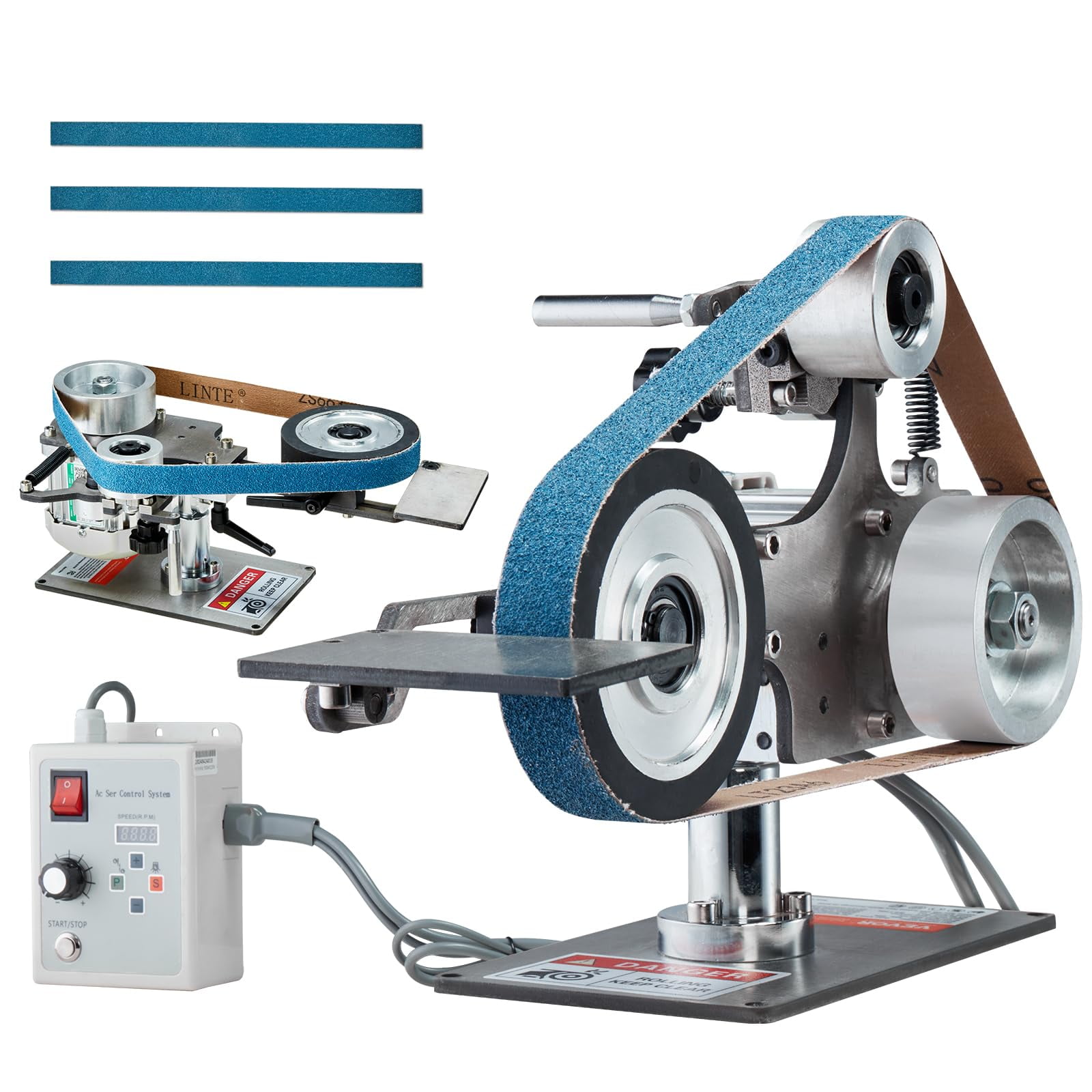 Lijadora De Banda Vevor 550w 30 X 1 Pulgada Velocidad Variable Con Vfd