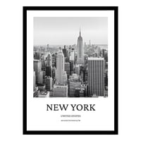 Genérico - Cuadro Póster Nueva York Blanco Y Negro 30X42 Cm