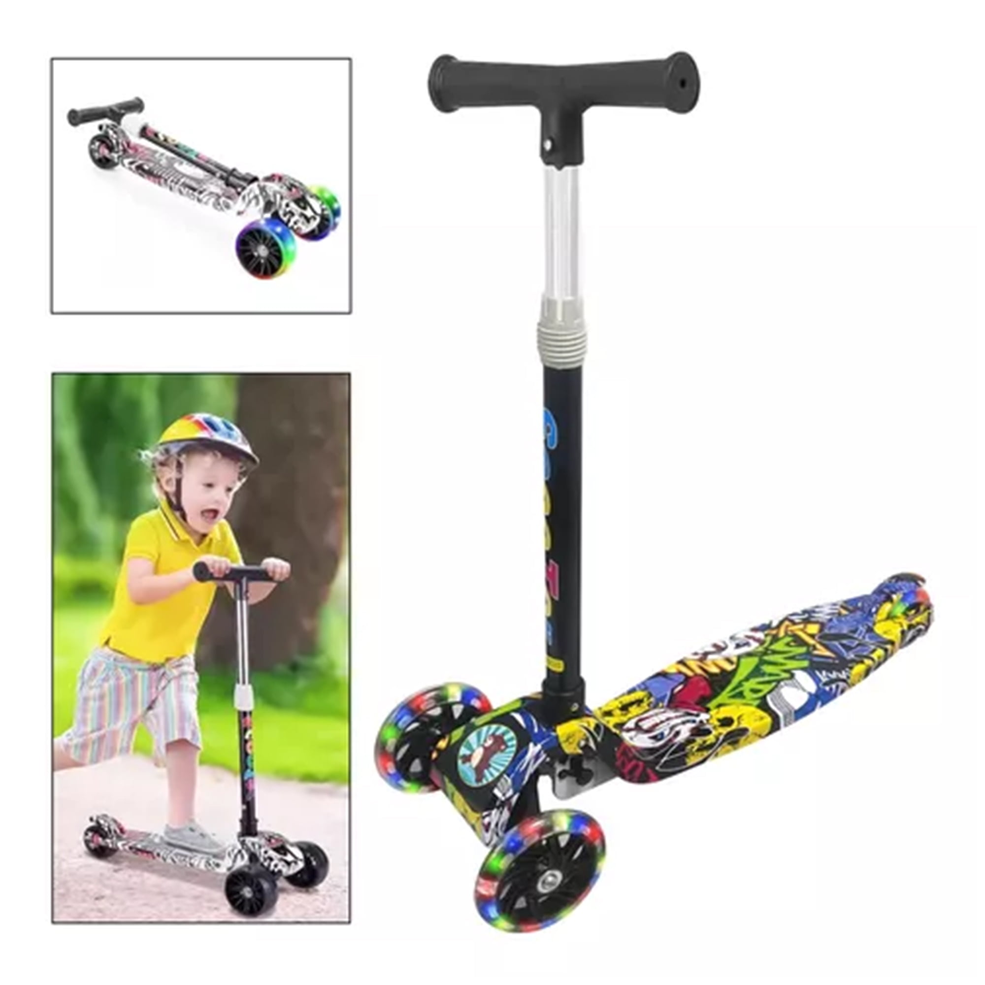 Genérico - Monopatin Scooter 3 Ruedas Con Luz Led Colores Niños Bl-04