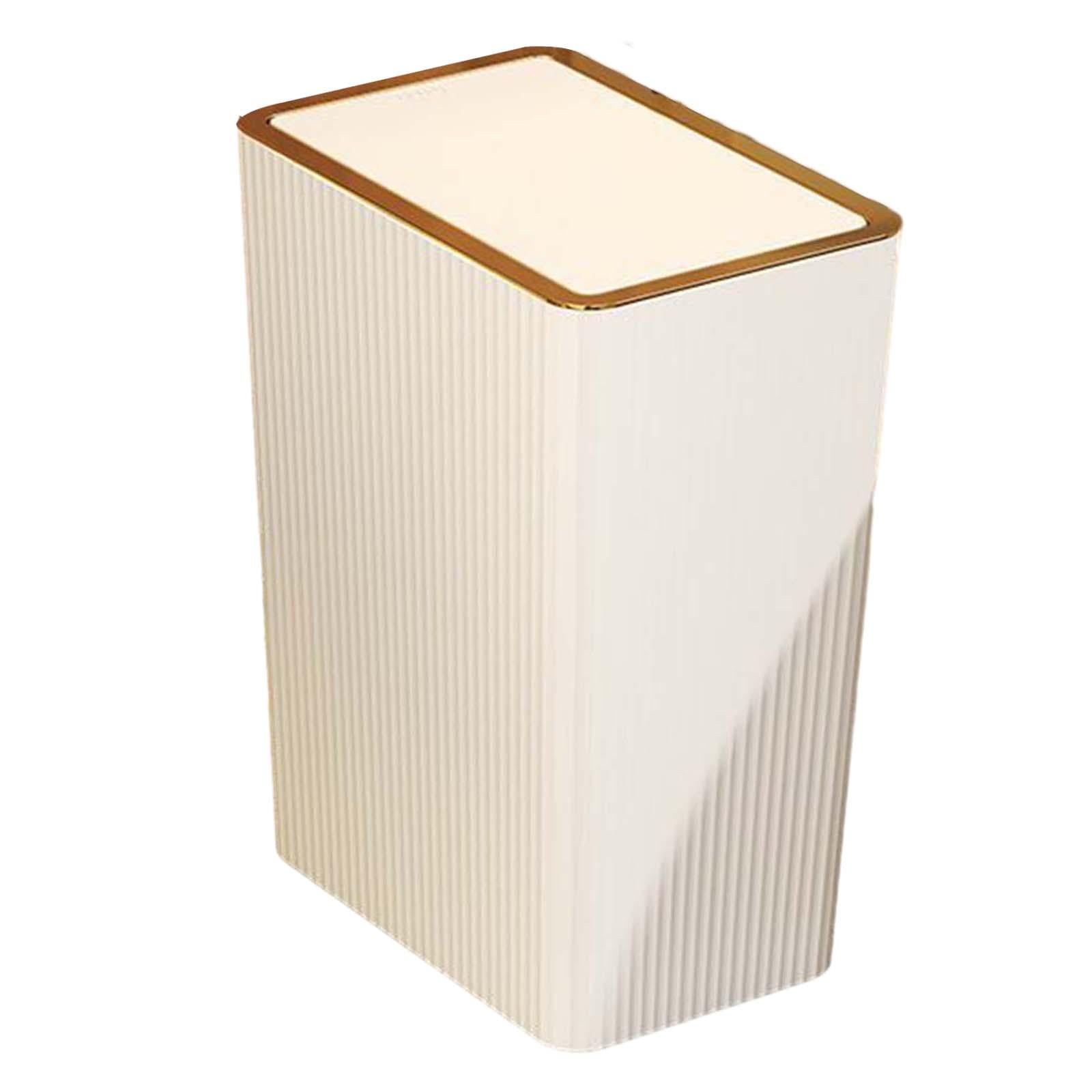 Magideal - Cubo De Basura Con Tapas, Cubo De Basura Nórdico, Cubo De Basura Estrecho, Cesto De Basura De Cocina Para El Hogar, Inodoro, Garaje, Estudio Y Sala De 15l Blanco
