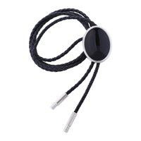 Magideal - Corbata De Bolo Occidental Retro, Corbata Para Hombres, Collar, Corbata Con Colgante, Joyería Ovalada, Accesorio De Ropa Para Trajes De Suéter De Fest Negro Puro