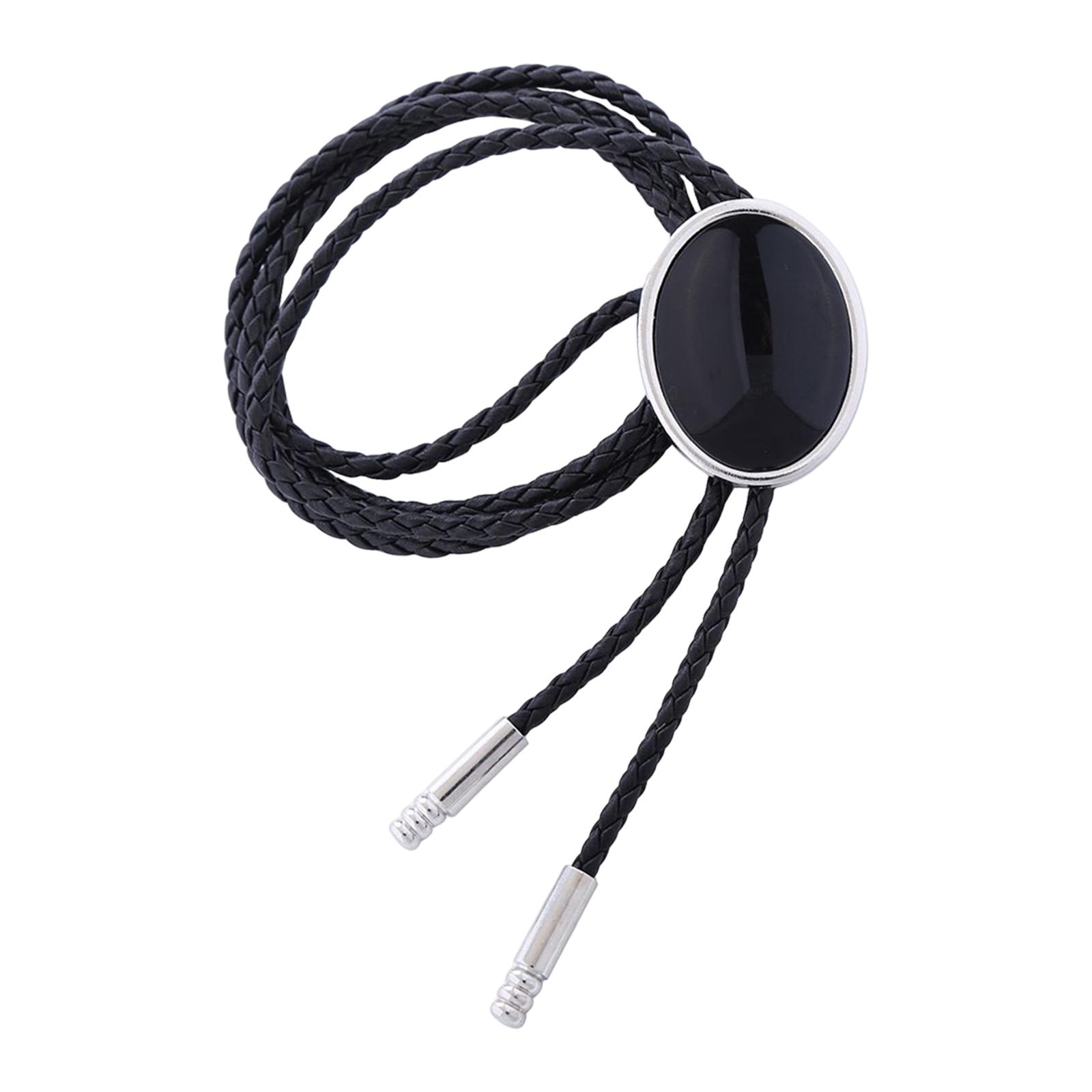 Magideal - Corbata De Bolo Occidental Retro, Corbata Para Hombres, Collar, Corbata Con Colgante, Joyería Ovalada, Accesorio De Ropa Para Trajes De Suéter De Fest Negro Puro