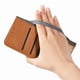 thumbnail image 2 of Funda tipo cartera para iPhone 15 Pro de piel con cierre magnético, ranuras para tarjetas y correa para la muñeca Marrón, 2 of 6