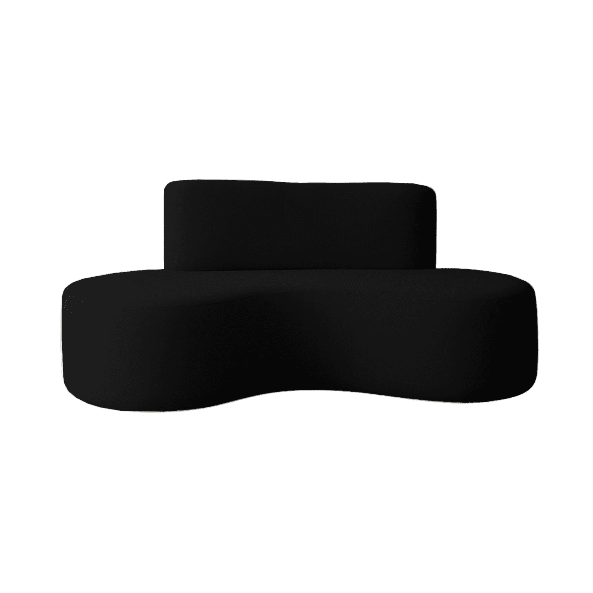 Mueblart - Sofá Curvo Moderno 4 Cuerpos Felpa Negro