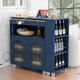 thumbnail image 3 of K&K Rolling Kitchen Island With Extended Table, Kitchen Island on Wheels with LED Lights,Power Outlets and 2 Fluted Glass Doors, Kitchen Island with a Storage Compartment and Side 3 Open Shelves, Navy, 3 of 3