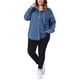 thumbnail image 2 of Chaqueta de Camisa de Mezclilla con Capucha de Bloque de Color para Mujer de Talla Grande de Agnes Orinda, Botonadura Frontal, Manga Larga, Camisa de Jeans con Bolsillos 2X Azul, 2 of 6