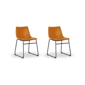 Habita2 Chile - Pack 2 Sillas Para Comedor Asiento De Cuero Leah Patas Metalicas