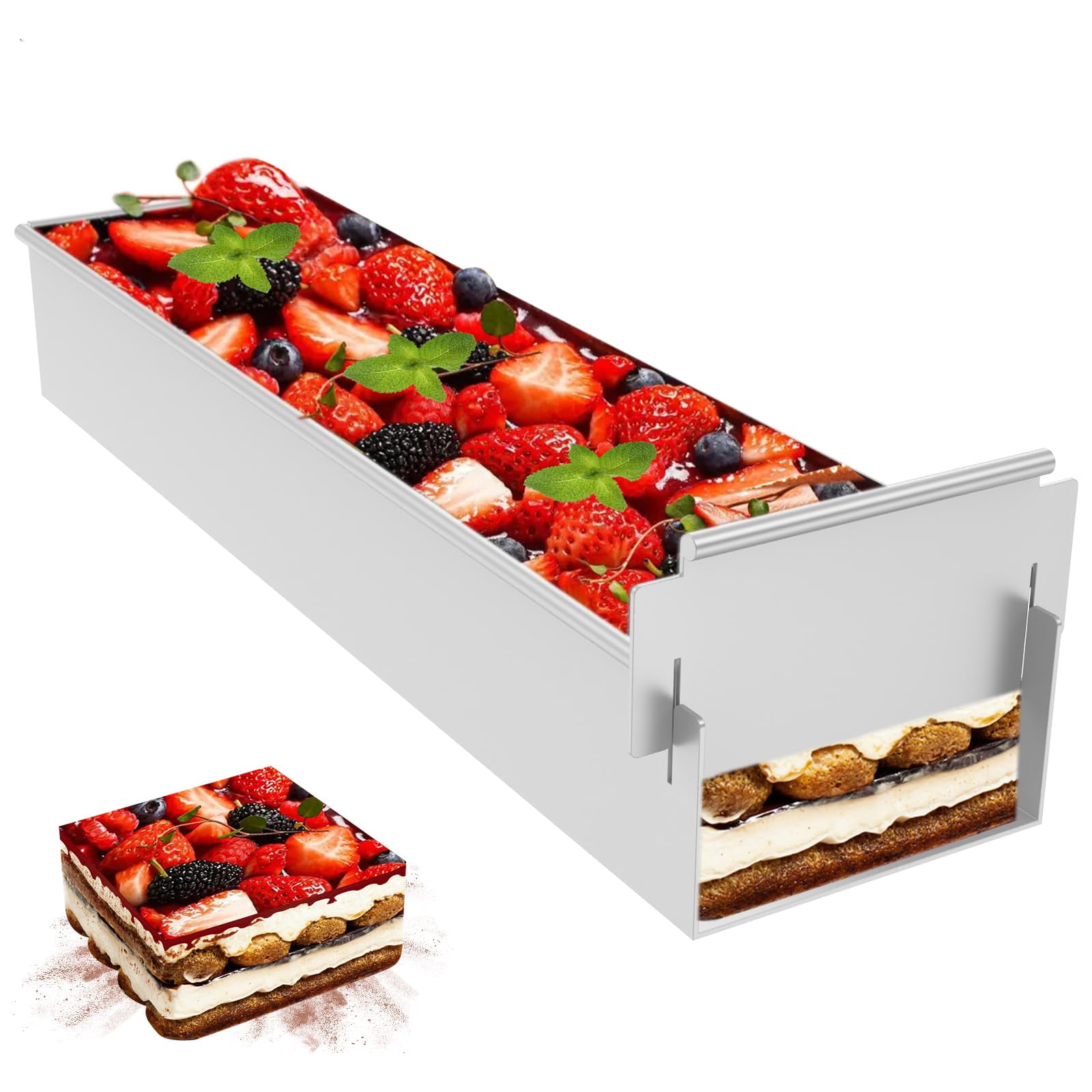 Molde Para Tartas Tmwefusc, Molde Rectangular Para Tiramisú, 41,7 X 9,9 X 5,8 Cm, Aluminio