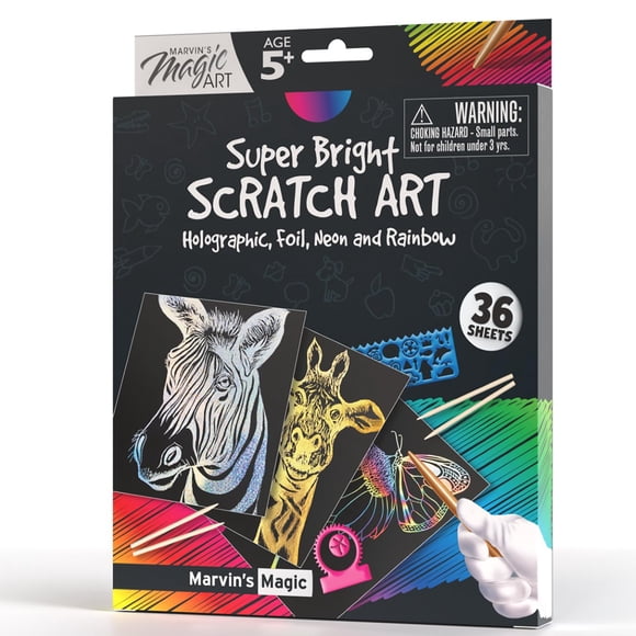 Kit de Arte Rasca y Descubre Marvin's Magic Arcoíris 36 Hojas