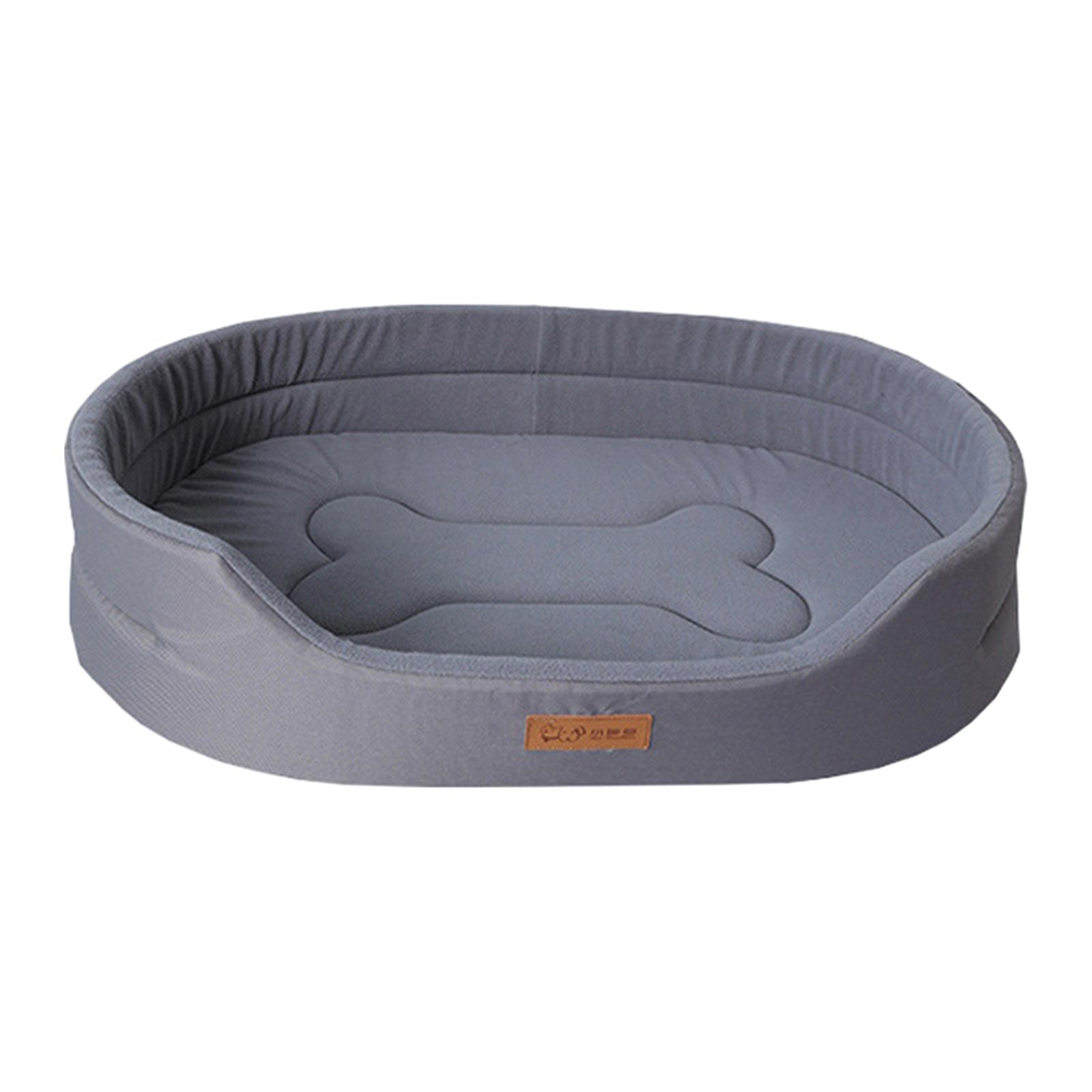 Ioensy - Cama Para Mascotas Ovalada Fondo Antideslizante Bordes Delanteros Bajos Cama Para Perros Lavable Para Sofá Interior Gris L