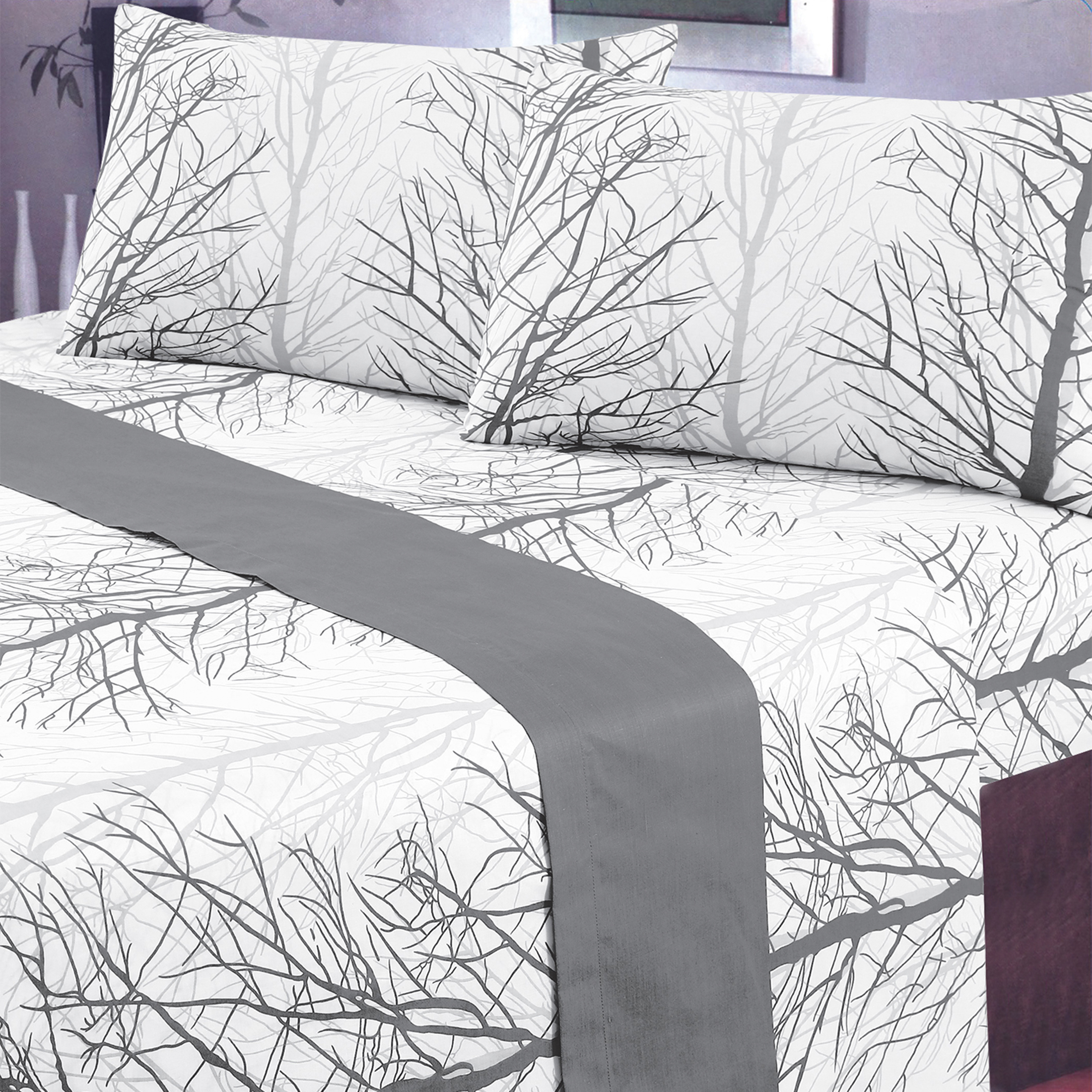 Mallorca - Juego De Sábanas T144 King Forest Grey