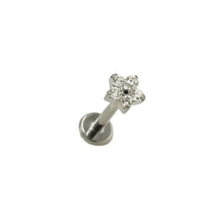 Elbauldejuma - Piercing Punto De Luz Flor Titanio Astm F136 G23 Plateado