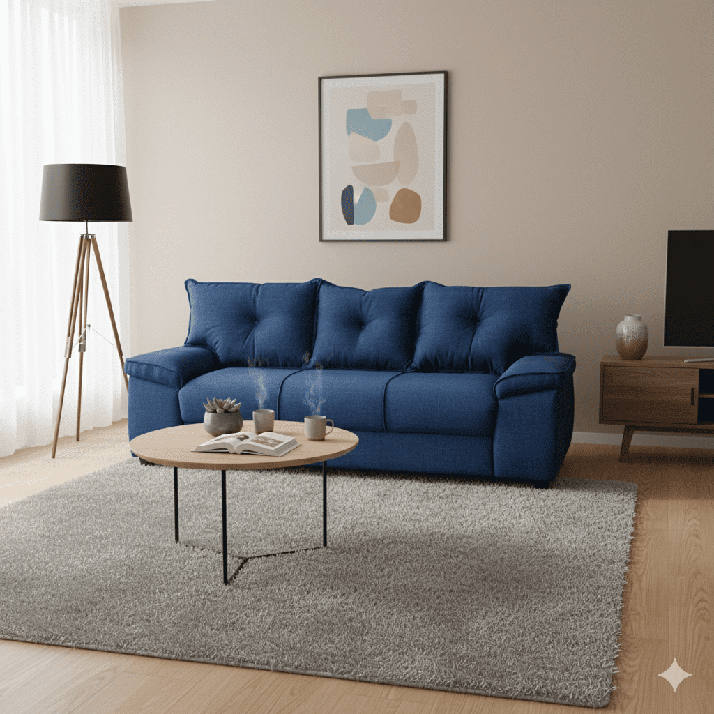 Intermuebles - Sofá Fortaleza 3 Cuerpos Tela Azul