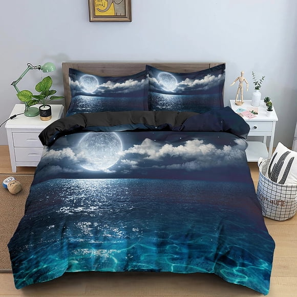 Natural Scenery Moonlight Shadow Bedding Set Boys Girls Duvet Cover Pillowcase Bed Kids