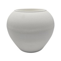 Fliperex - Macetero Plastico Redondo Ovalado Moderno Con Textura L Blanco