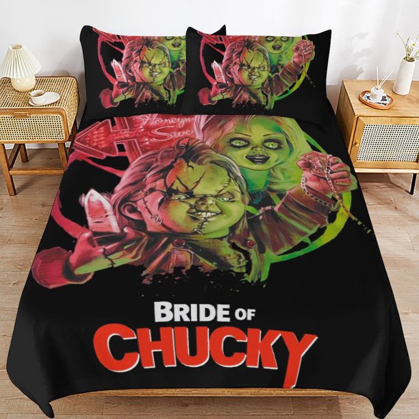 Chucky Bed Duvet Cover Microfiber Bedding Sets 3D Printed Lightweight 3 Piece Comforter Sets for Adlut Boys Girls
