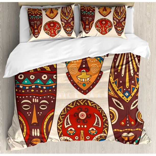 Indie Duvet Cover Set Group of Funky Monsters Society Different Expressions Abstract Groovy Doodle Style Decorative 3 Piece Bedding Set