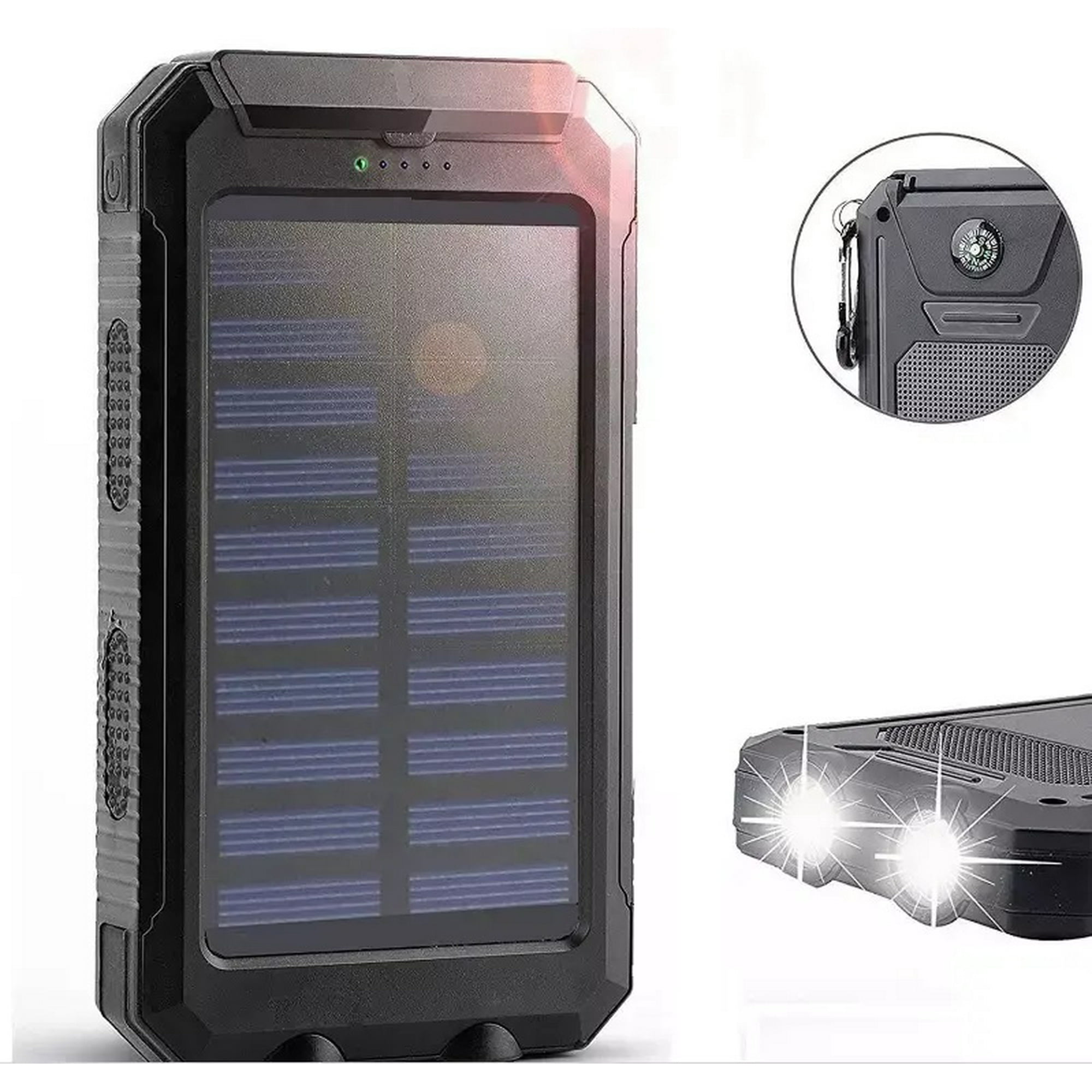 Startechoffice - Cargador Solar Portátil 20000mah Linterna A Prueba De Agua Y Polvo Negro