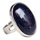 thumbnail image 1 of Anillo de dedo de la boda de piedras preciosas ovales de cristal natural ajustable banda negro, 1 of 3