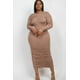 thumbnail image 1 of Vestido Midi De Manga Larga Fruncido De Talla Grande, 1 of 2