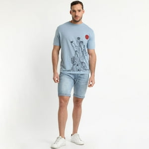 Truval - Polera Manga Corta Cuello Redondo Print Celeste Celeste 2Xl