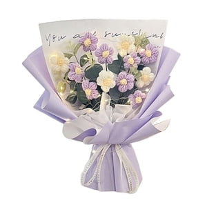 Bothyi - Ramo De Flores De Ganchillo Completo Para Vacaciones Día De La Madre Regalo Familiar Violeta