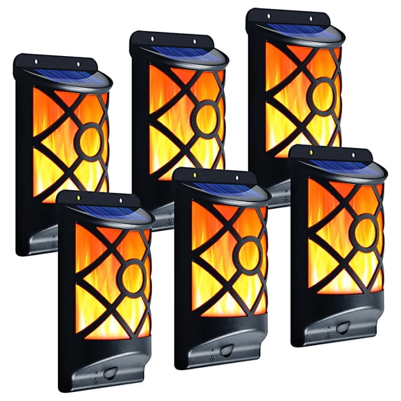 Luces de llama solar LazyBuddy, paquete de 6, impermeables, 66 LED