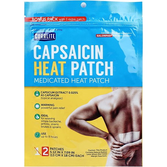 Parche de alivio medicinal Coralite Capsaicina Heat, 24 parches
