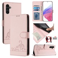 Funda Tipo Cartera Foxdock Para Samsung Galaxy A04S Con Soporte, Ranuras, Rfid, Diseño De Gato
