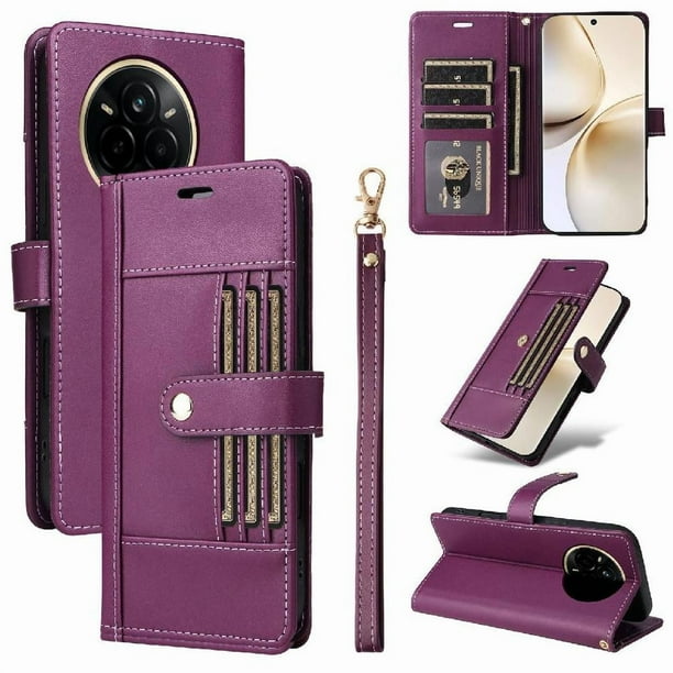 FOXDOCK Funda tipo Cartera para Realme 14 Pro – Cubierta de Cuero PU con Múltiples Ranuras, Bolsillo para Efectivo y Correa de Muñeca