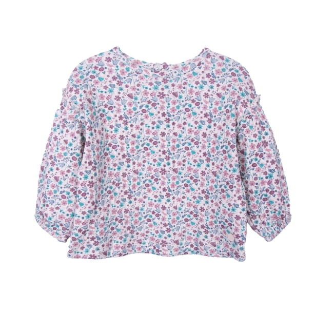 Polera Bebé Niña Manga Larga Floral Terracota